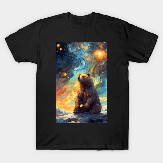 Bear in Van Gogh style T-Shirt by CatCoconut-Art